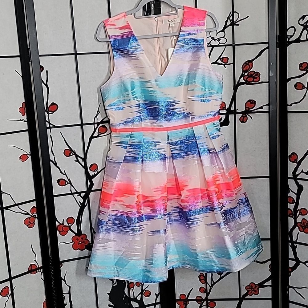 Rene Derhy NWT Aberdeen Dress in Multi Blue/Pink/White